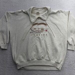 Cityscape Vintage Canada Canoe Expedition‎ Quarter Zip Sweatshirt Oatmeal XL 909